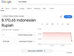 Error, Kurs 1 Dolar AS di Google Finance Mendadak Anjlok ke Rp8.170